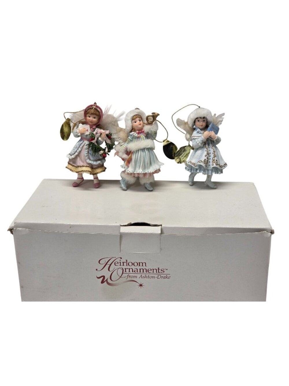 Ashton Drake Heirloom Ornaments Angel Christmas Set of 3 w Box